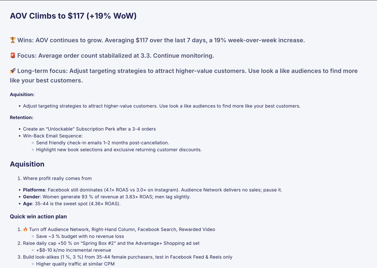 Finsi weekly strategic report sample